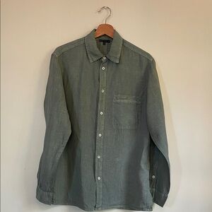 Men's Green Linen Long Sleeved Shirt
